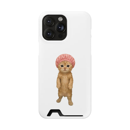 Cute Cat Shower Cap Phone Card Case