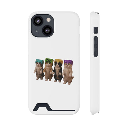 Cute Standing Kitten Phone Case with Card Holder