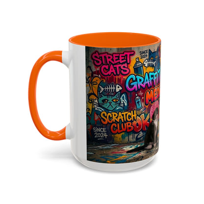 Graffiti Meow Squad Accent Coffee Mug — Cute Kittens ‘Purr-ject’ Street Art Design (11/15oz)