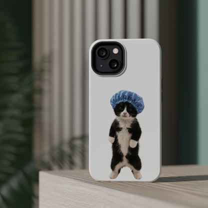 Cute Cat in Shower Cap Magnetic Impact-Resistant Phone Case
