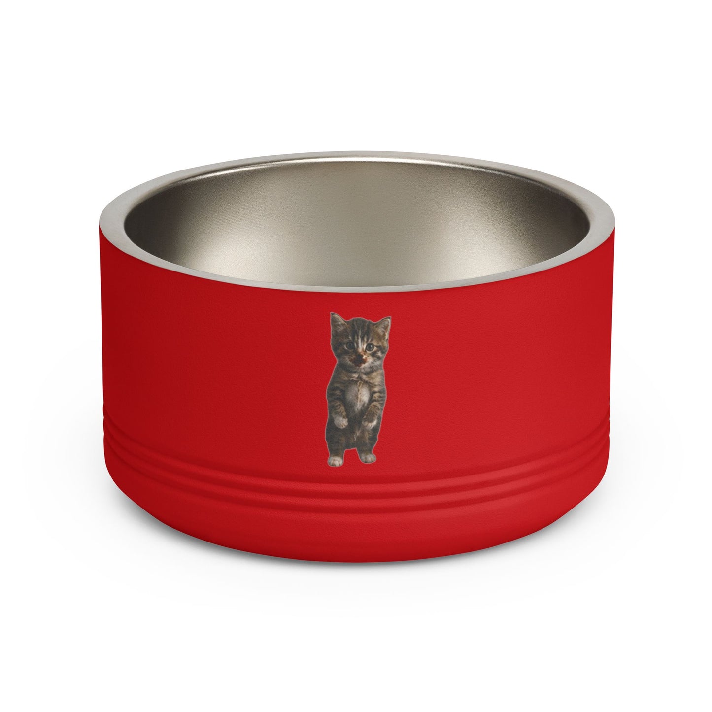 Cute Standing Kitten Stainless Steel Pet Bowl  18oz