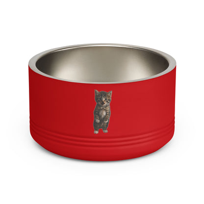 Cute Standing Kitten Stainless Steel Pet Bowl  18oz