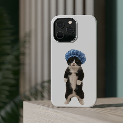 Cute Cat in Shower Cap Magnetic Impact-Resistant Phone Case
