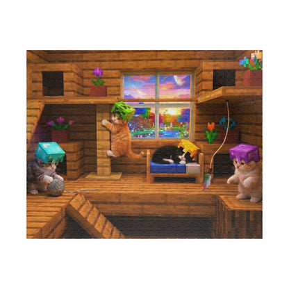 Cozy Cat Cabin Jigsaw Puzzle — Cute Cats in a Wooden Loft (110–1014 pcs)