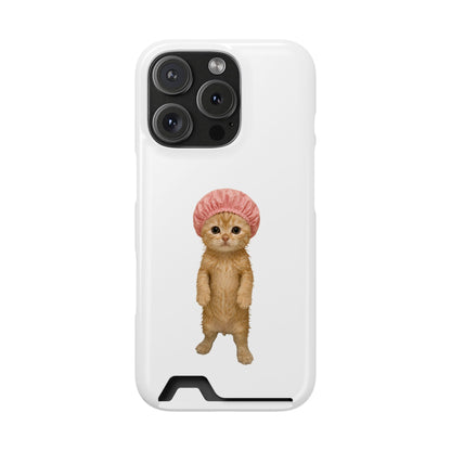 Cute Cat Shower Cap Phone Card Case