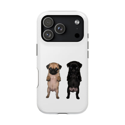 Cute Standing Pug Duo Magnetic Impact-Resistant Phone Case