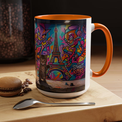 Street Kitties Graffiti Coffee Mug — Colorful Cat Art Accent Mug (11/15oz)