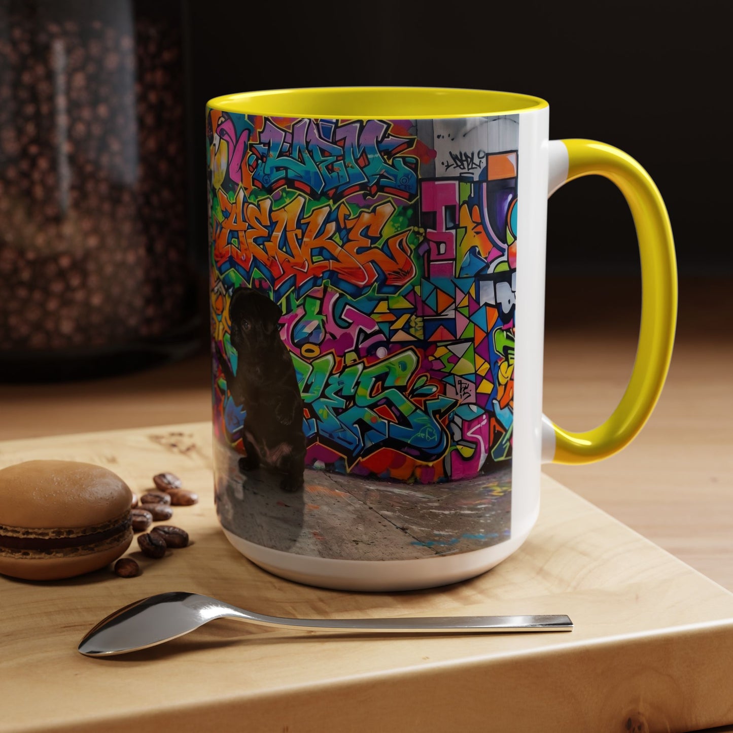 Graffiti Pug Coffee Mug — Colorful Street Art Accent Mug (11/15oz)