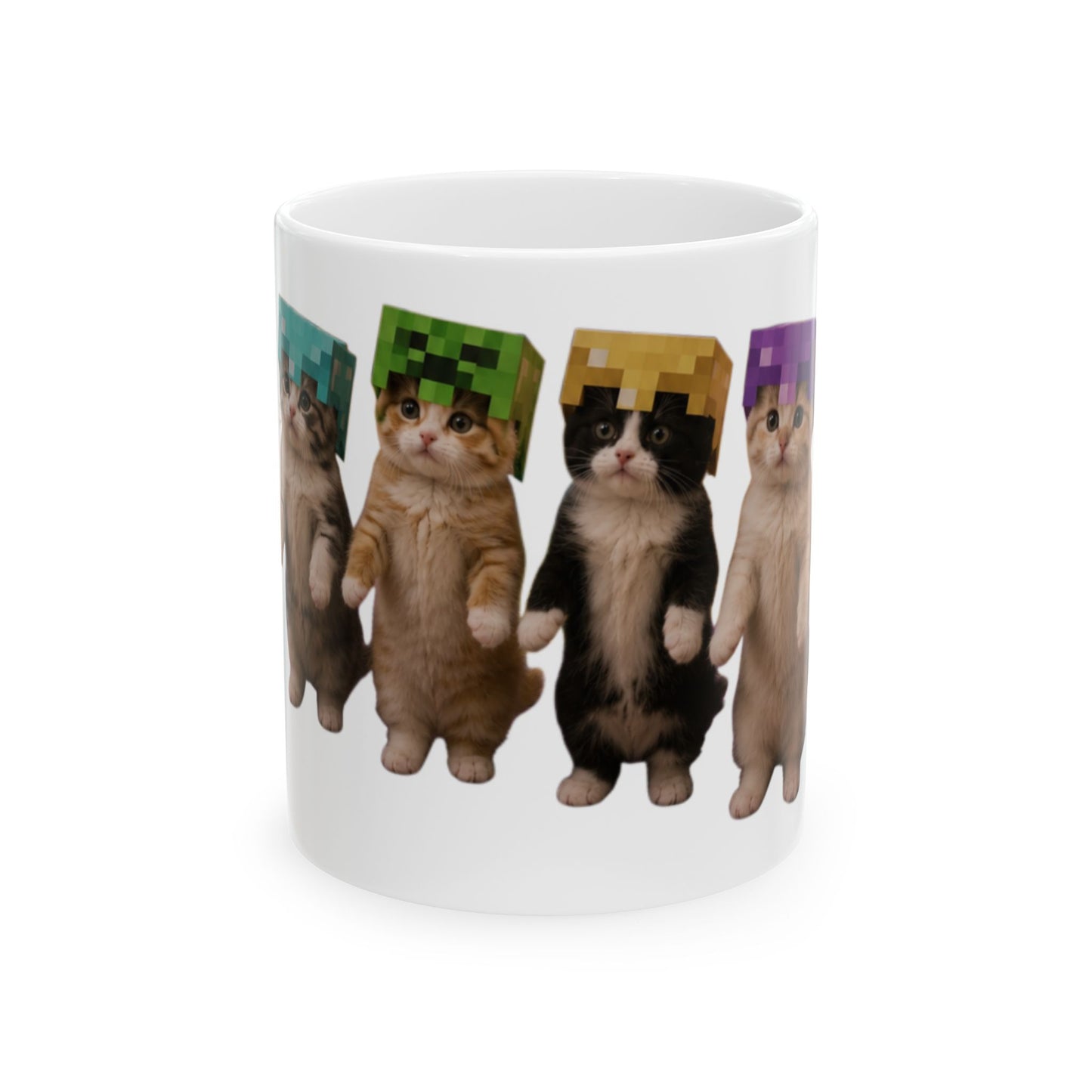 Cute Dancing Kittens Minecraft Helmet  Ceramic Mug (11oz & 15oz)