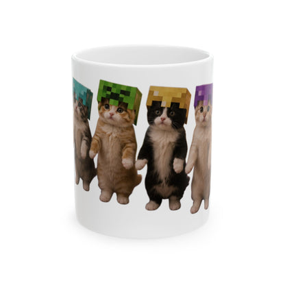 Cute Dancing Kittens Minecraft Helmet  Ceramic Mug (11oz & 15oz)