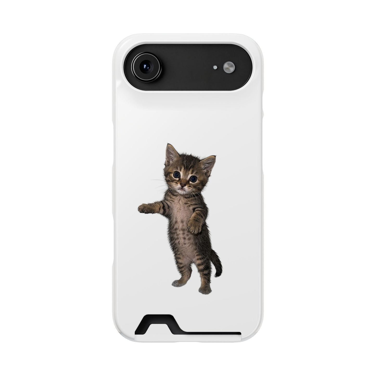 Cute Standing Kitten Phone Case with Card Holder