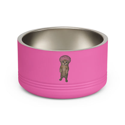 Cute Kitten in with Pink Shower Cap Stainless Steel Pet Bowl 18oz