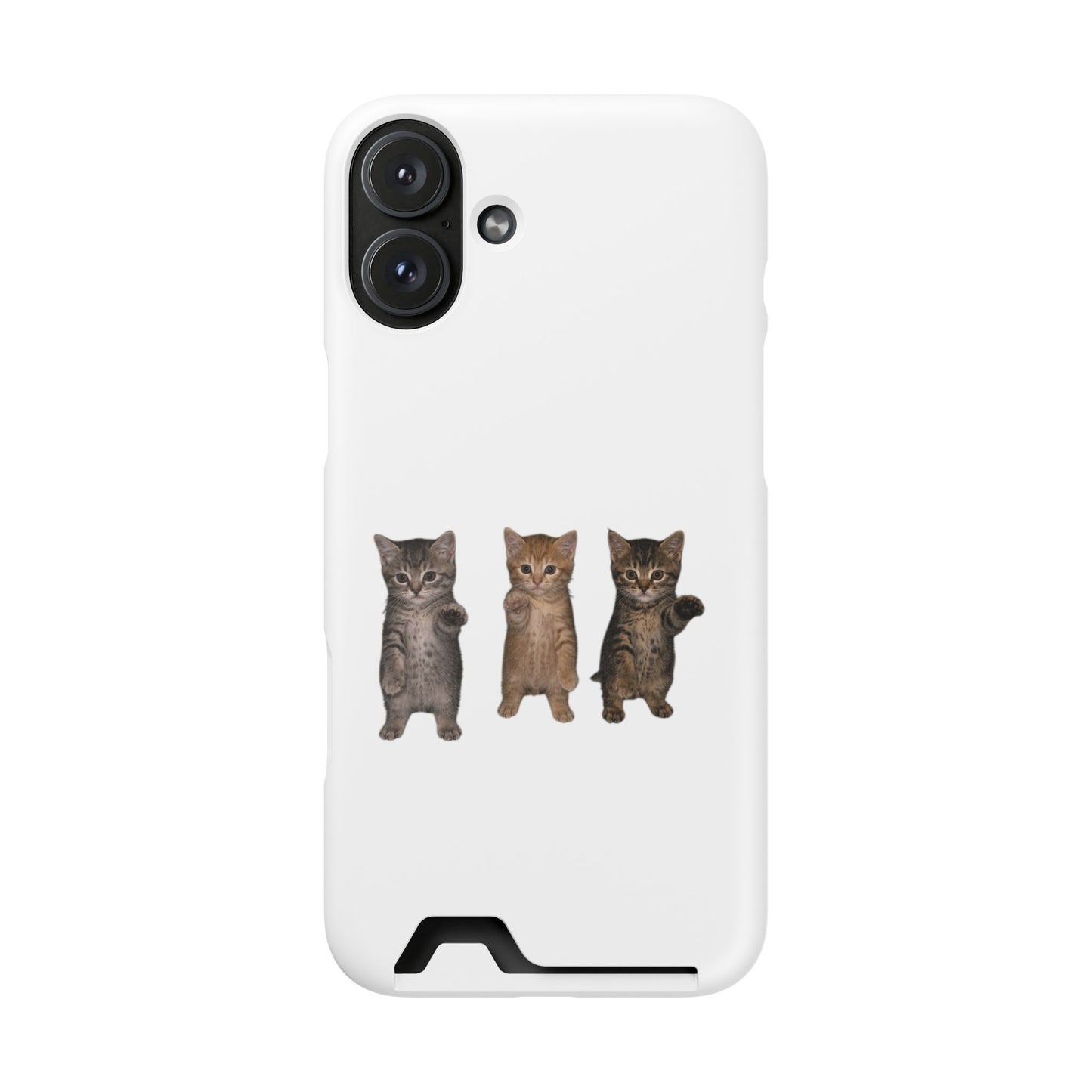 Cute Trio Kittens Phone Case with Card Holder