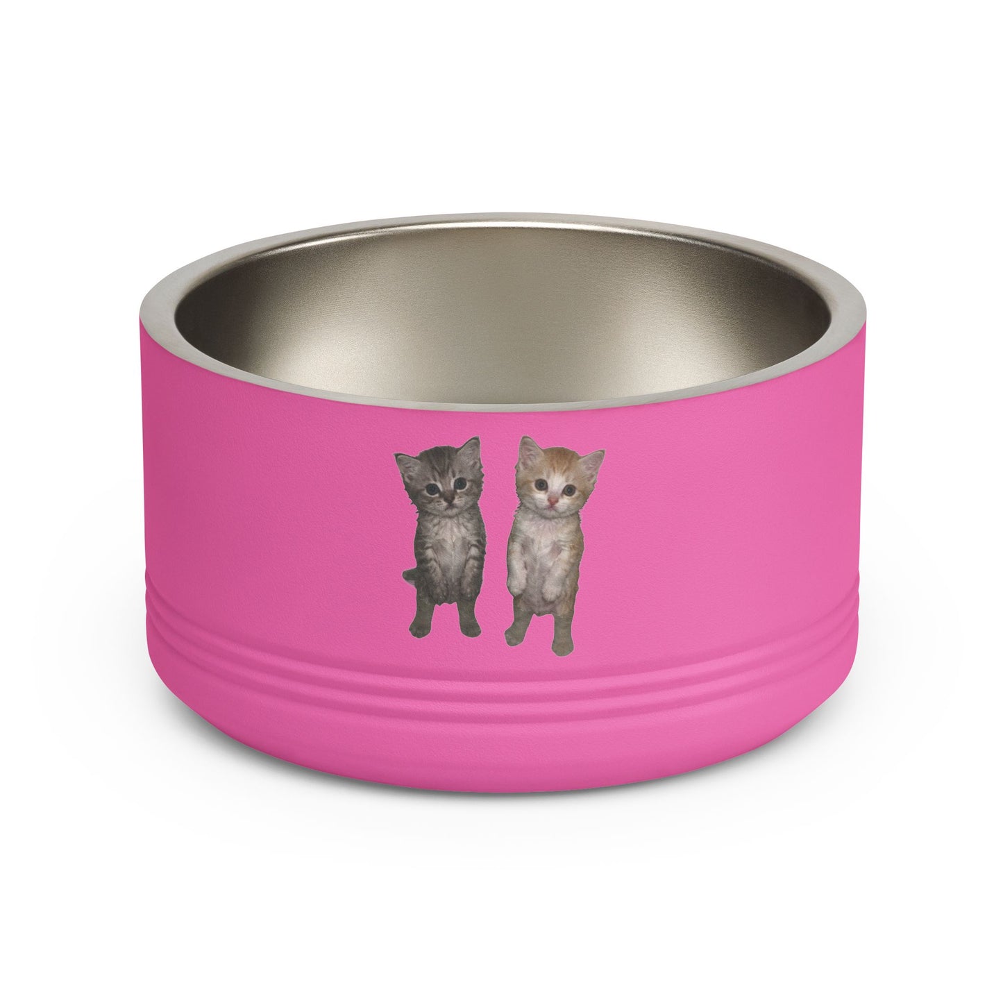 Duo Cute Cat Stainless Steel Pet Bowl — 18 oz