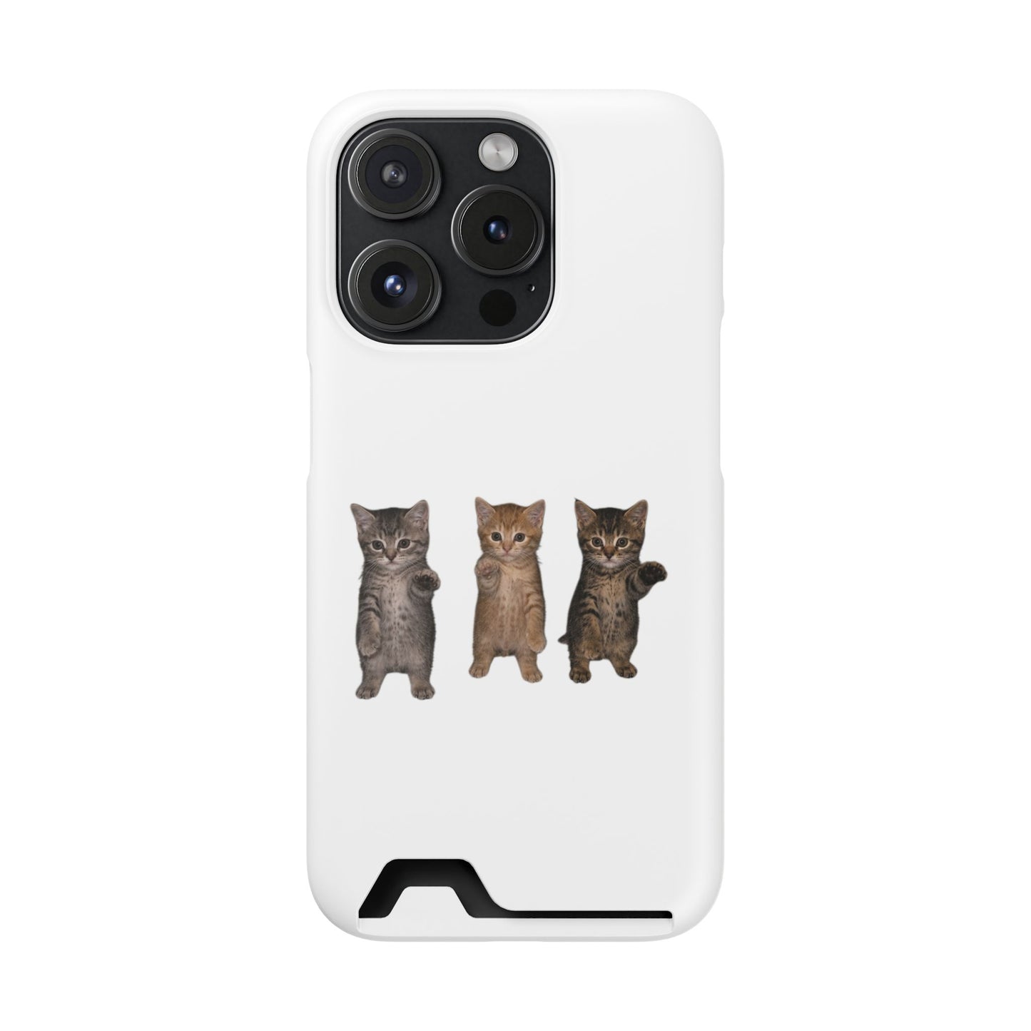 Cute Trio Kittens Phone Case with Card Holder