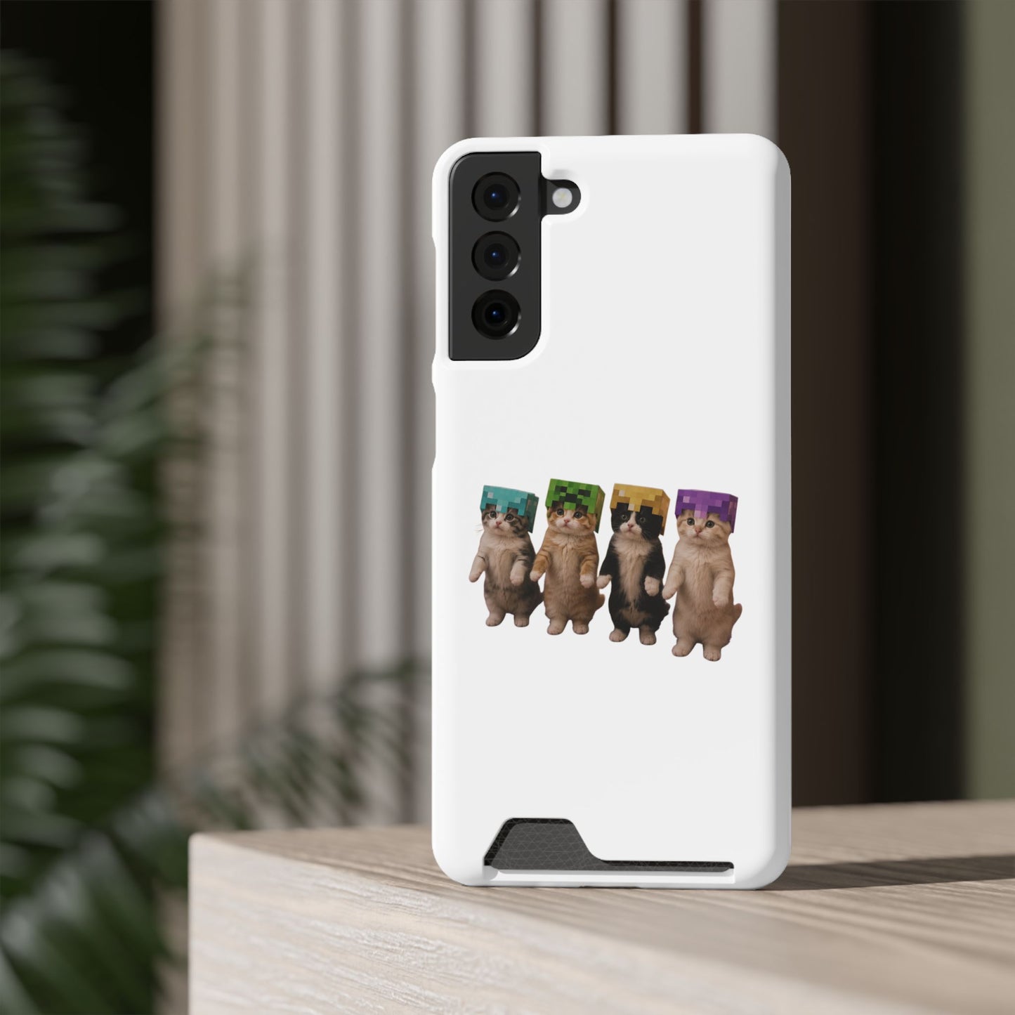 Minecraft Kittens Cat Phone Case with Card Holder