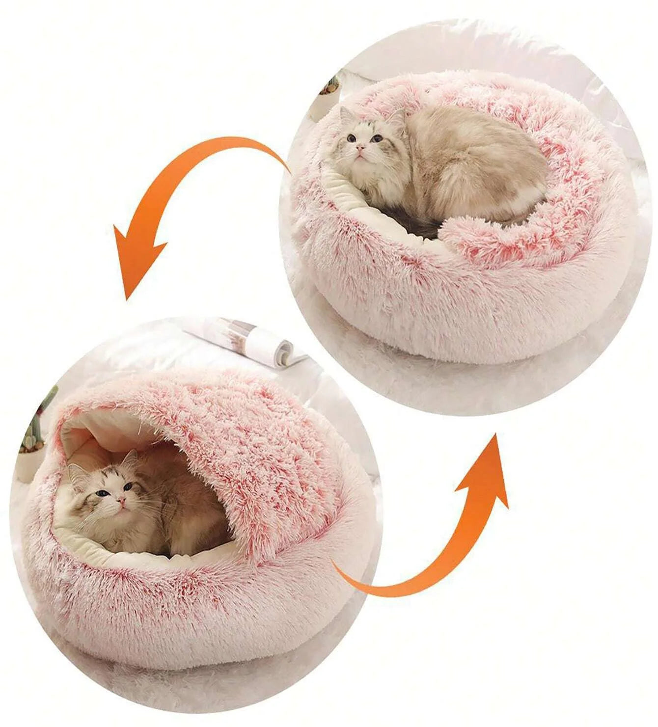 2-in-1 Plush Cave Pet Bed