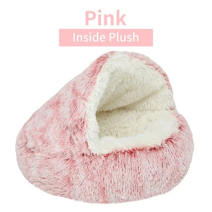 2-in-1 Plush Cave Pet Bed