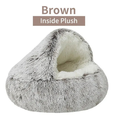 2-in-1 Plush Cave Pet Bed
