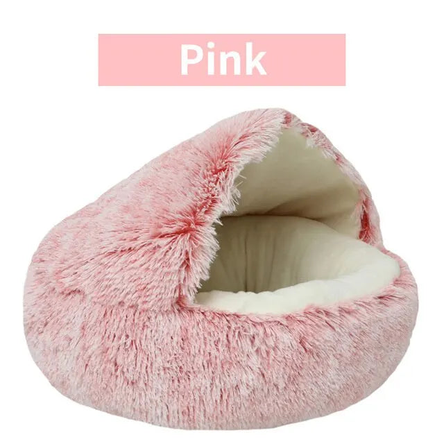 2-in-1 Plush Cave Pet Bed