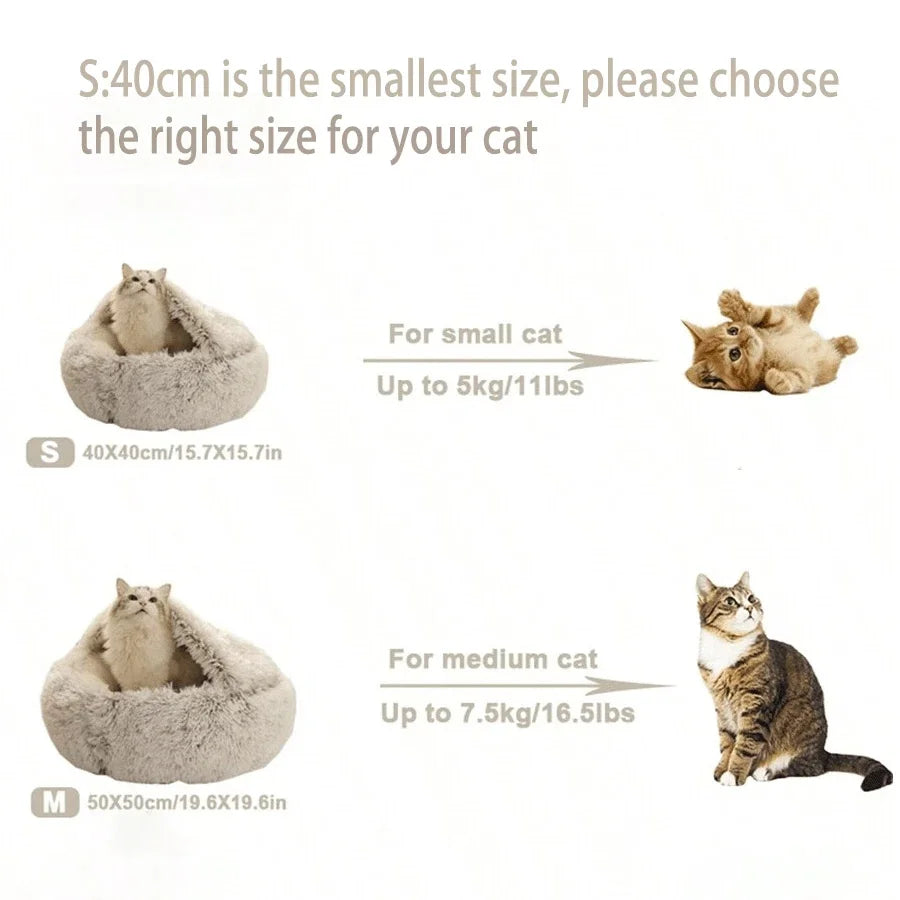 2-in-1 Plush Cave Pet Bed