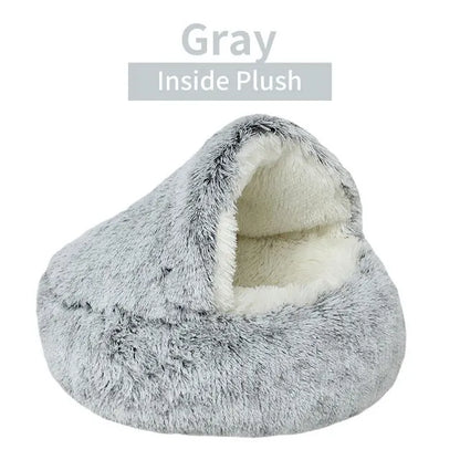 2-in-1 Plush Cave Pet Bed