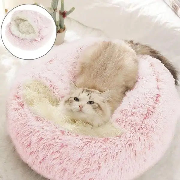 2-in-1 Plush Cave Pet Bed