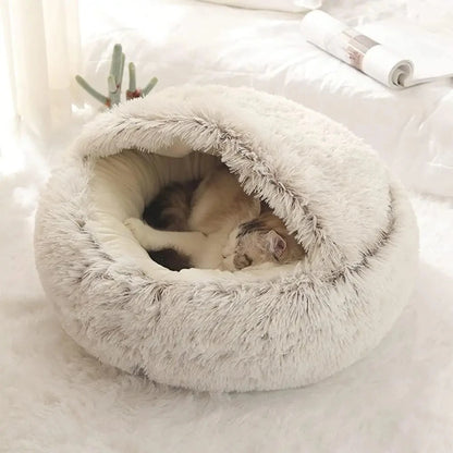 2-in-1 Plush Cave Pet Bed