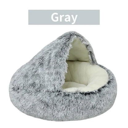 2-in-1 Plush Cave Pet Bed